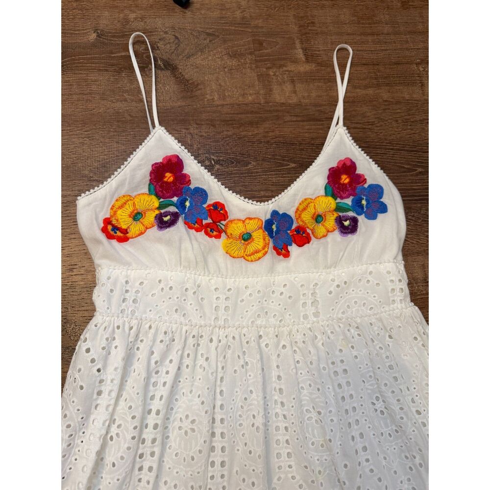 Twinset Milano White Eyelet Lace Maxi Dress Floral Embroidered Bust Size